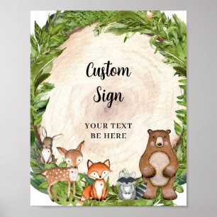 Woodland animals wood forest greenery foliage poster