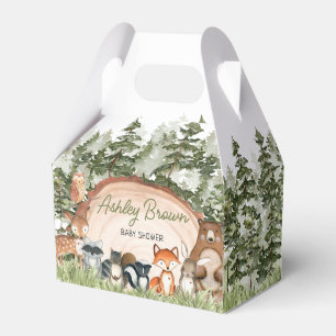 Woodland Animals Wood Slice Baby Shower Favour Box