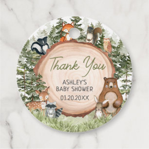 Woodland Animals Wood Slice Baby Shower Favour Tags