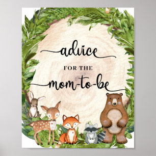 Woodland animals wooden Advice for the mum-to-be Poster