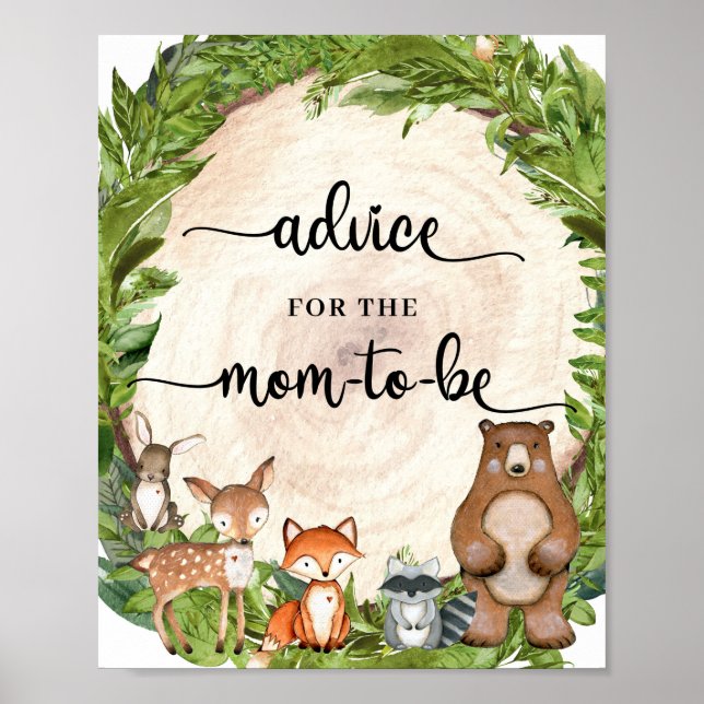 Woodland animals wooden Advice for the mum-to-be Poster (Front)
