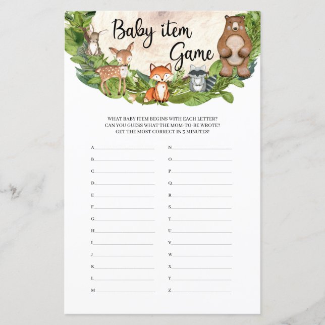 Woodland animals wooden slice greenery Baby Item (Front)