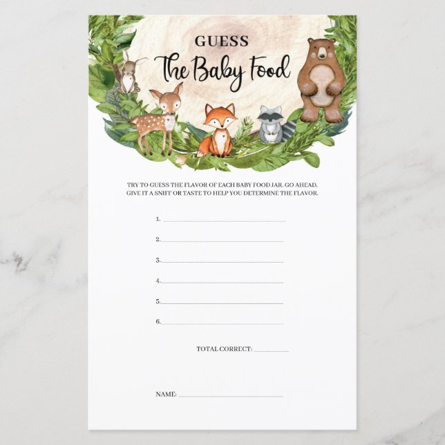 Woodland animals wooden slice Guess The Baby Food (Front)