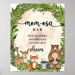 Woodland animals wooden slice Momosa bar Sign