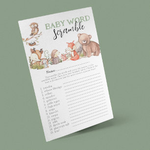 Woodland Animals 'Word Scramble' Baby Shower Game