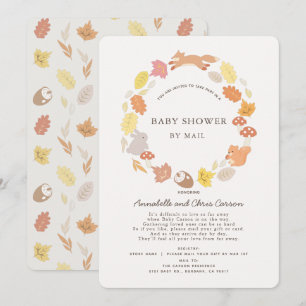 Woodland Animals Wreath Baby Shower by Mail Invitation