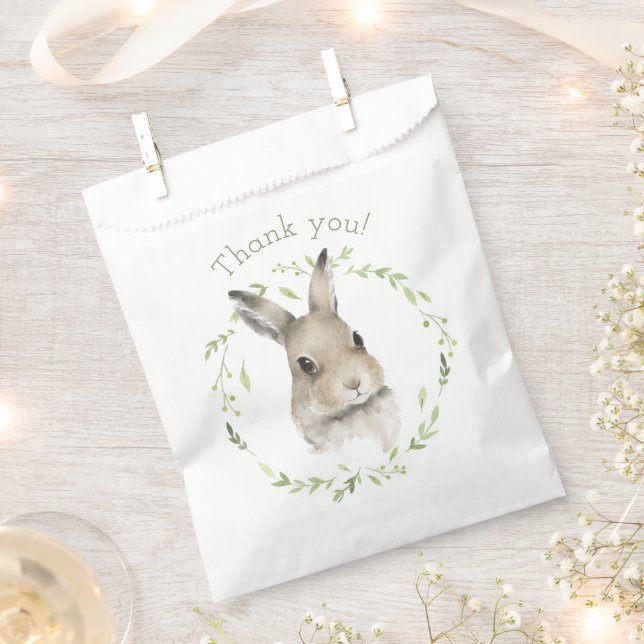 Woodland Animals Wreath Bunny Rabbit Watercolor Favour Bags (Clipped)