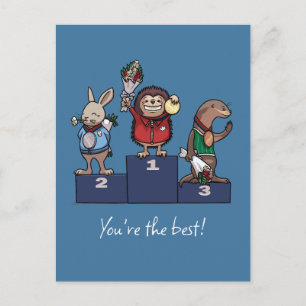 Woodland Animals You're the best! Gift Podium Art Postcard