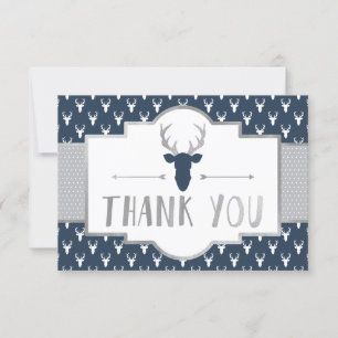 Woodland Antlers Thank You Card, Faux Foil