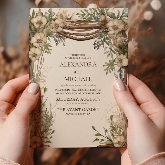 Woodland Arch Rustic Botanical Wedding Invitation (Creator Uploaded)