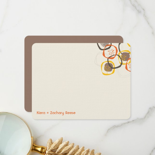 Woodland Autumn / Fall Forest Tree Rings Wedding Thank You Card (Front/Back In Situ)