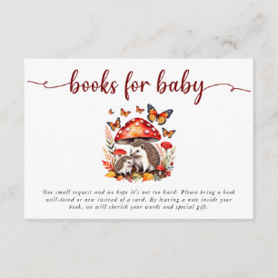 Woodland Autumn Hedgehog Baby Shower Books Enclosure Card