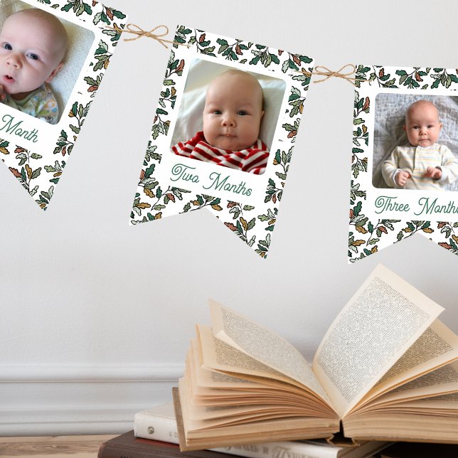Woodland Autumn Leaves First Birthday Photo Bunting (Creator Uploaded)