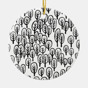 Woodland - B&W Ceramic Tree Decoration