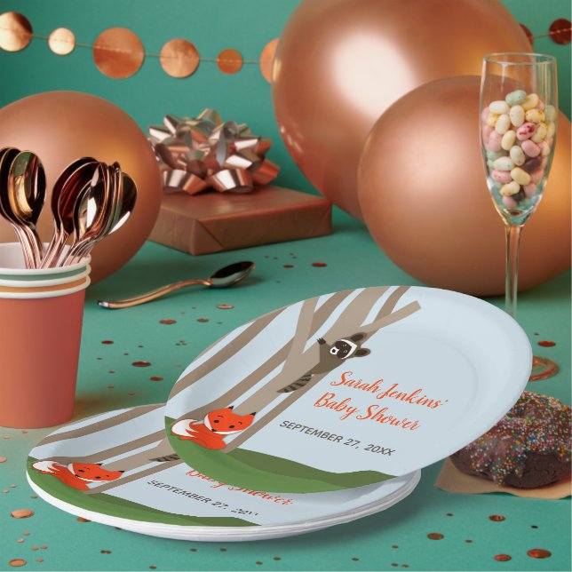 Woodland Babies Baby Shower Paper Plate (Multi)