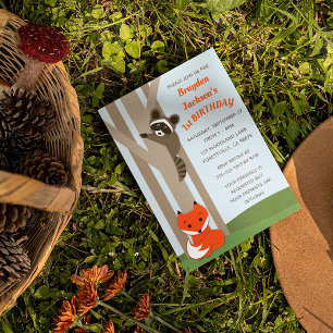 Woodland Babies Small Birthday Invitation