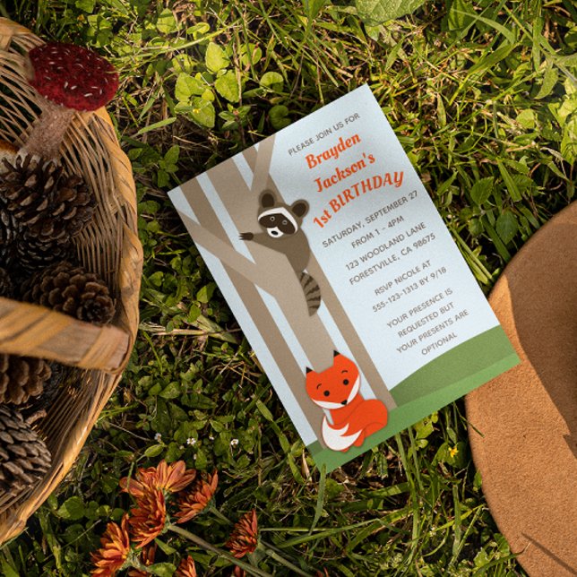 Woodland Babies Small Birthday Invitation (Creator Uploaded)