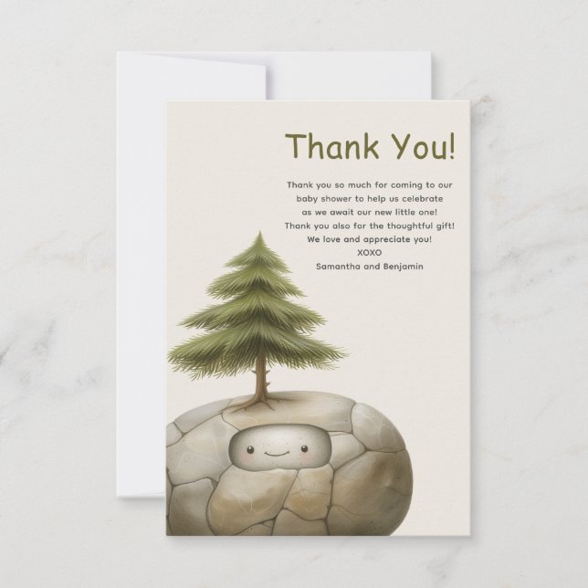 Woodland baby adventurer baby shower thank you card (Front)