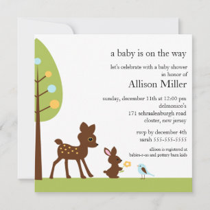 Woodland Baby Animails Baby Shower Invitation