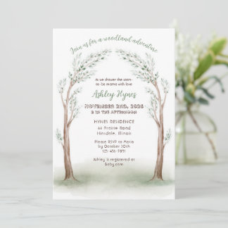 Woodland baby animal baby shower invitation 