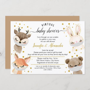 Woodland Baby Animals Baby Shower by mail Invitation