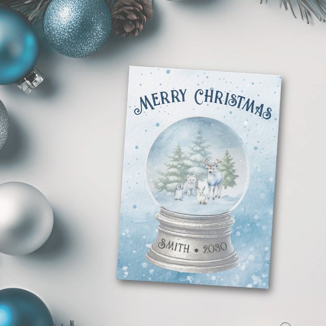 Woodland Baby Animals Christmas Flat Holiday Card (Woodland baby animals flat holiday card)