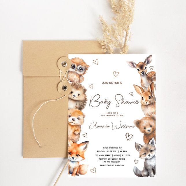 Woodland Baby Animals Gender Neutral Baby Shower  Invitation (Creator Uploaded)