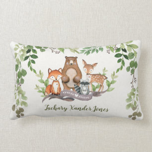 Woodland Baby Animals Greenery Nursery Decoration Lumbar Cushion