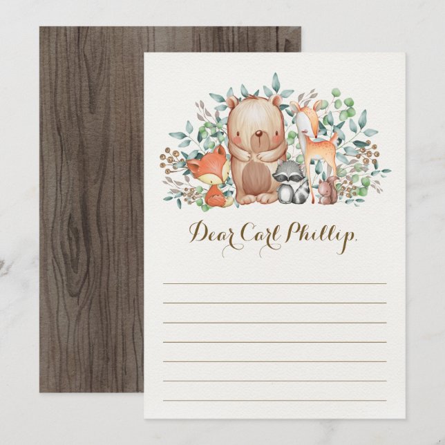 Woodland Baby Animals / Time Capsule Message Card (Front/Back)