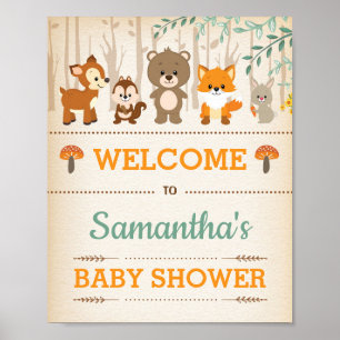 Woodland Baby Animals Welcome Sign Forest Poster