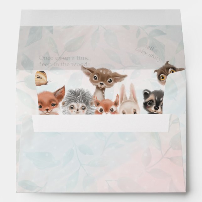 Woodland Baby Animals Whimsical Baby Shower Envelope (Back (Bottom))