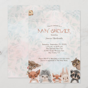 Woodland Baby Animals Whimsical Invitation