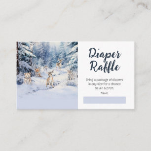 Woodland Baby Animals Winter Baby Diaper Raffle Enclosure Card