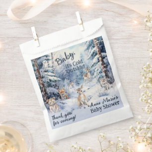 Woodland Baby Animals Winter Boy Baby Shower Favour Bags