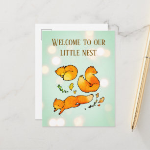 Woodland Baby Arrival Newborn Announcement Postcard