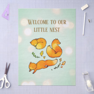 Woodland Baby Arrival Newborn Announcement Tissue Paper