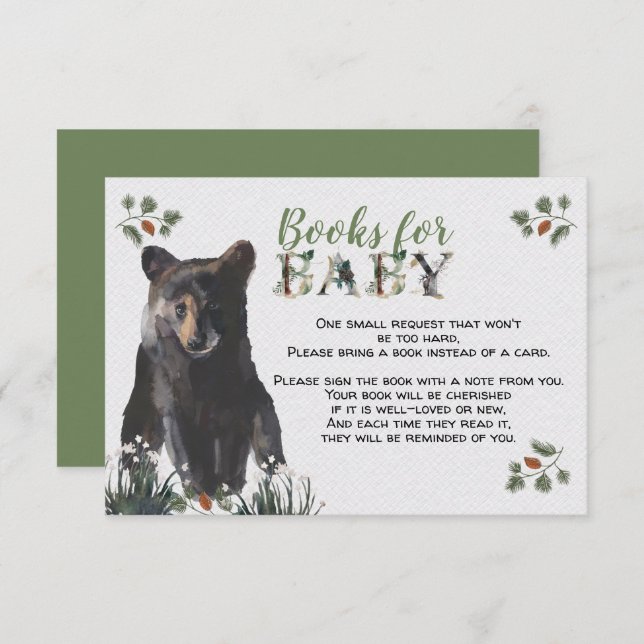 Woodland Baby Bear Books for Baby Enclosure Card (Front/Back)