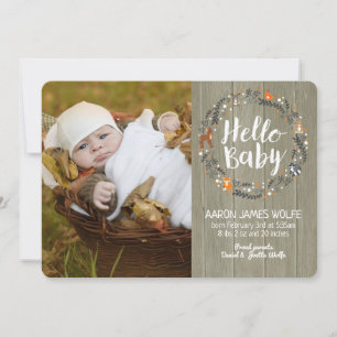 Woodland Baby Birth Announcement