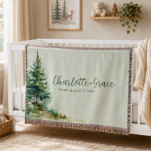 Woodland Baby Blanket • Neutral Sage Forest