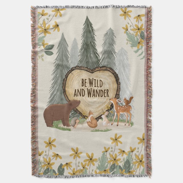 Woodland, Baby blanket, Nursery, Baby shower gift, Throw Blanket (Front Vertical)