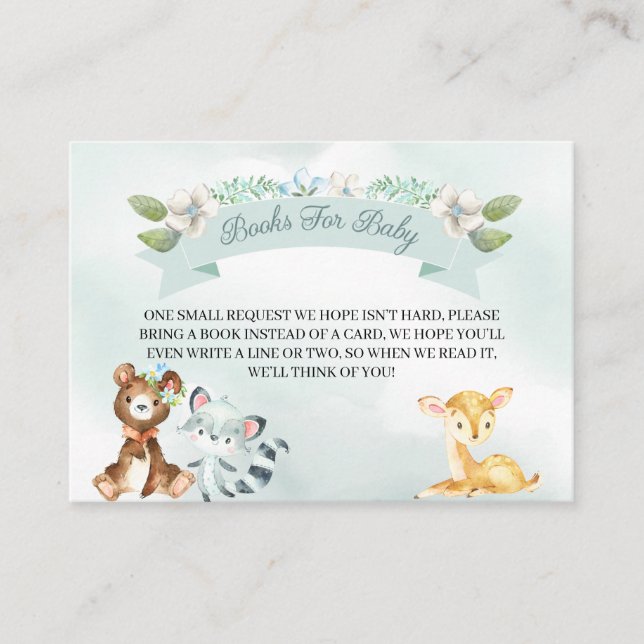Woodland Baby Boy Books for Baby Enclosure Card (Front)
