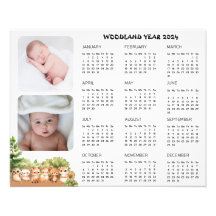 Woodland Baby Boy Photo Calendar Poster