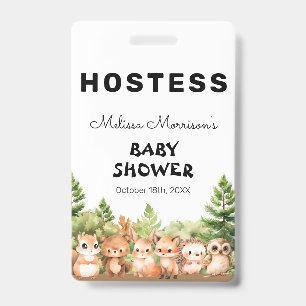 Woodland Baby Boy Shower Hostess ID Badge