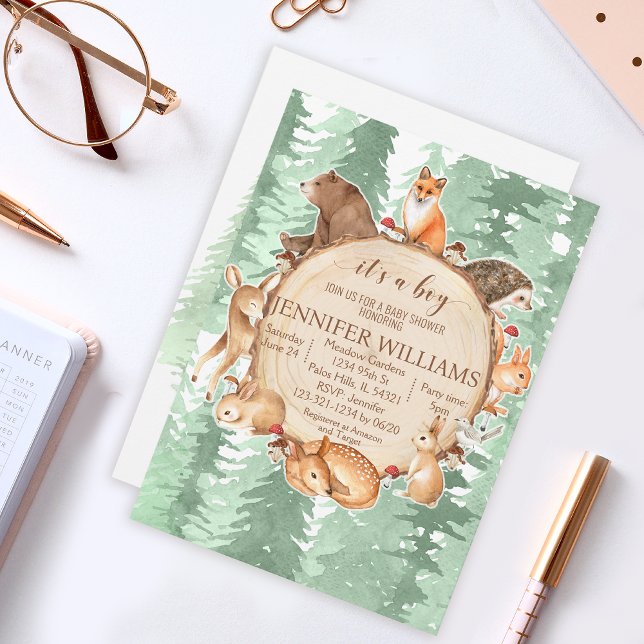 Woodland baby boy shower invitation Baby shower (Creator Uploaded)