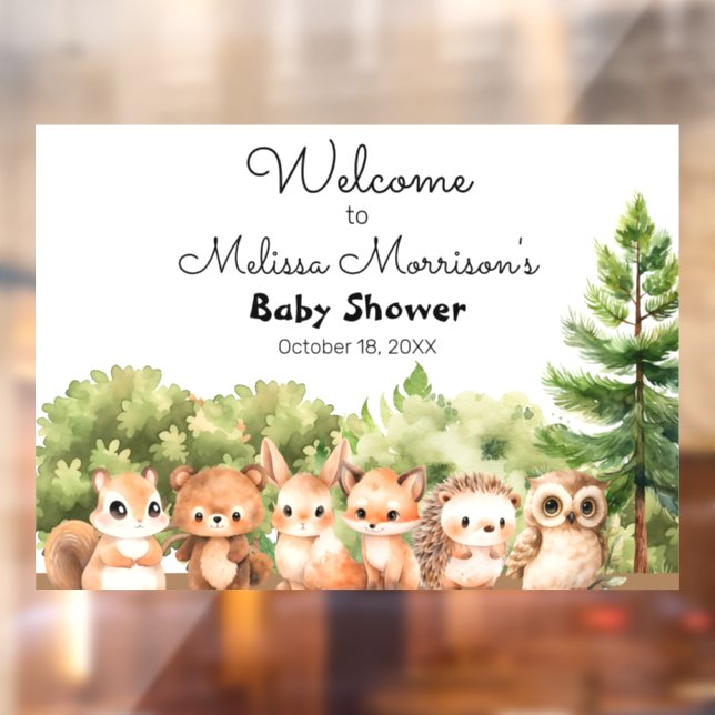 Woodland Baby Boy Shower Welcome Window Cling (Sheet 2)