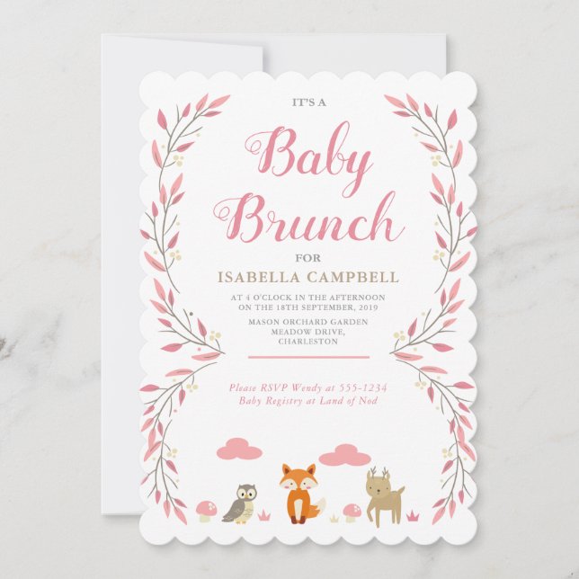 Woodland Baby Brunch Invitation (Front)