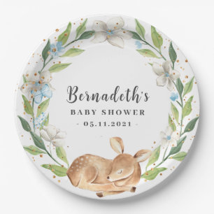Woodland Baby Deer Baby Shower Paper Plate