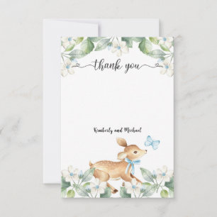 Woodland Baby Deer Birthday   Baby Shower Thank You Card