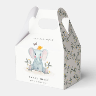 Woodland Baby Elephant Foliage Any Age Birthday Favour Box
