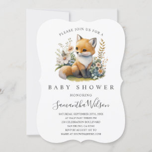 Woodland Baby Fox Spring Baby Shower Invitation